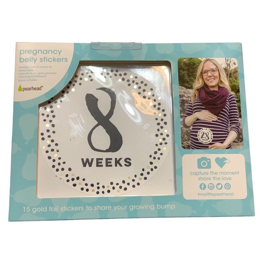 PearHead Gold Foil Pregnancy Belly Maternity‎ Stickers Week Gender Announcement